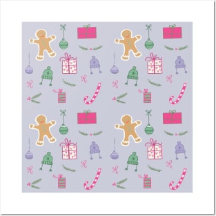 Cute Colorful Christmas Pattern (Purple) Posters and Art